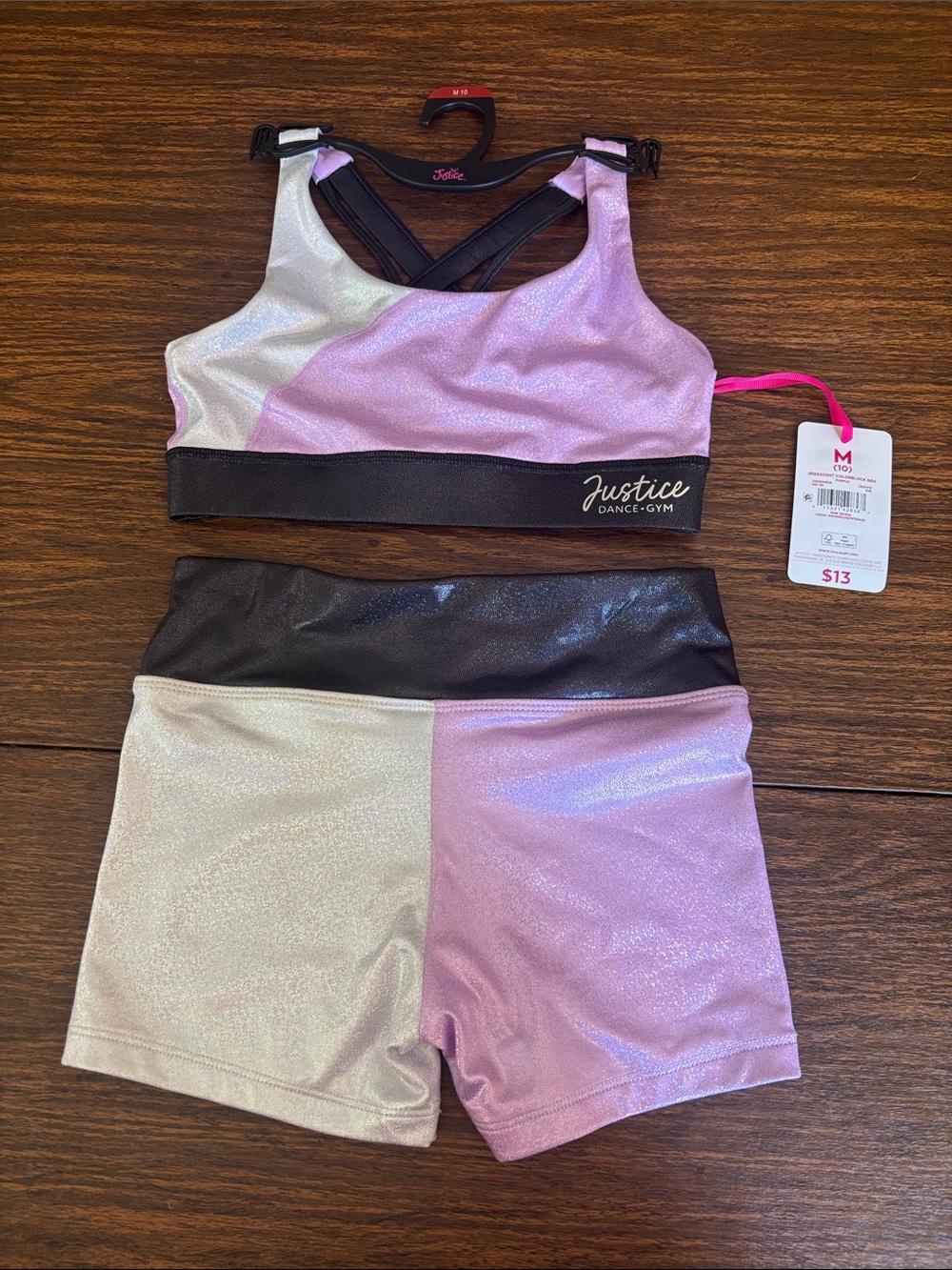 Justice Lavender & Silver Dance Crop Top and Shorts Set